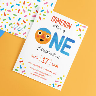 Super Simple Noodle & Pals Confetti 1st Birthday Invitation