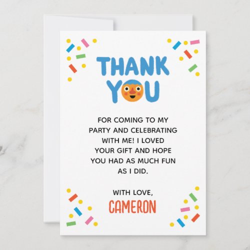 Super Simple Noodle  Pals Confetti 1st Birthday  Thank You Card