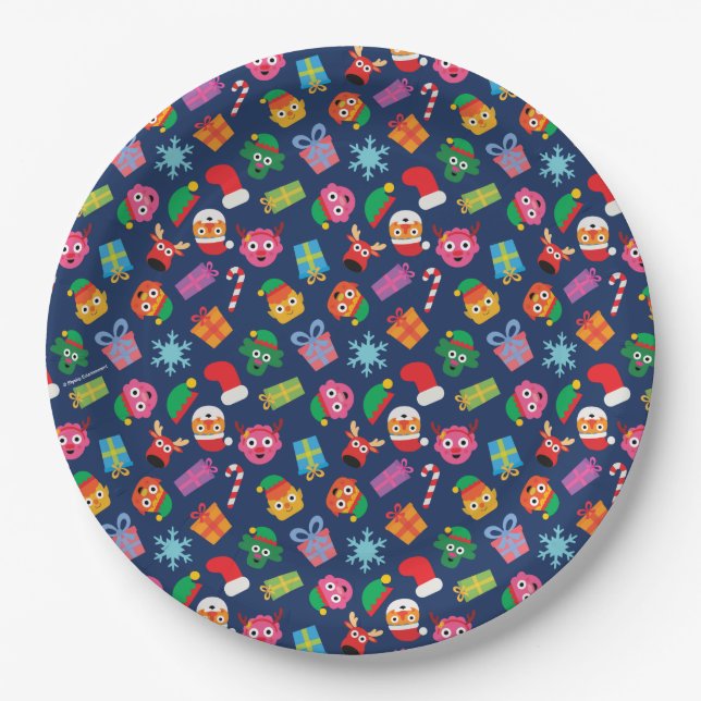 Super Simple | Noodle & Pals Holiday Pattern Paper Plates (Front)
