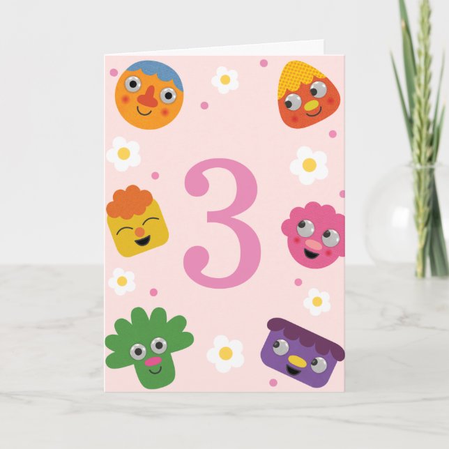 Super Simple | Noodle & Pals Pink Floral Birthday Card (Front)