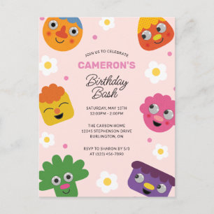 Super Simple   Noodle & Pals Pink Floral Birthday Postcard