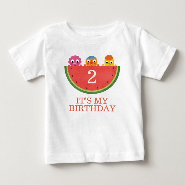 Super Simple | Noodle & Pals Watermelon Party Baby T-Shirt (Front)