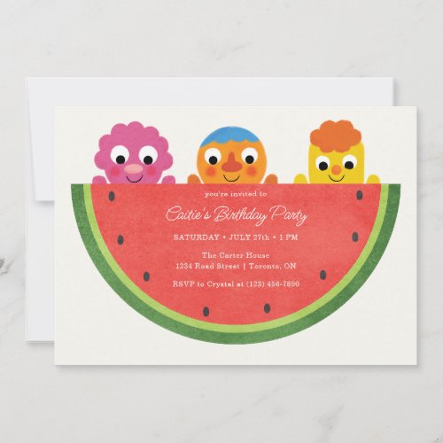 Super Simple  Noodle  Pals Watermelon Party Invitation