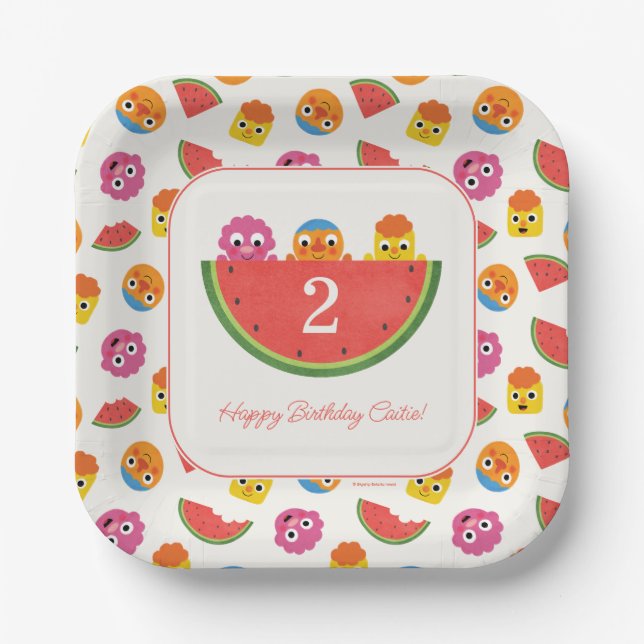 Super Simple | Noodle & Pals Watermelon Party Paper Plates (Front)