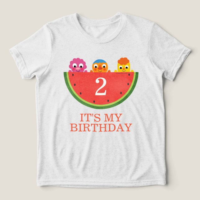 Super Simple | Noodle & Pals Watermelon Party Tri-Blend Shirt (Design Front)