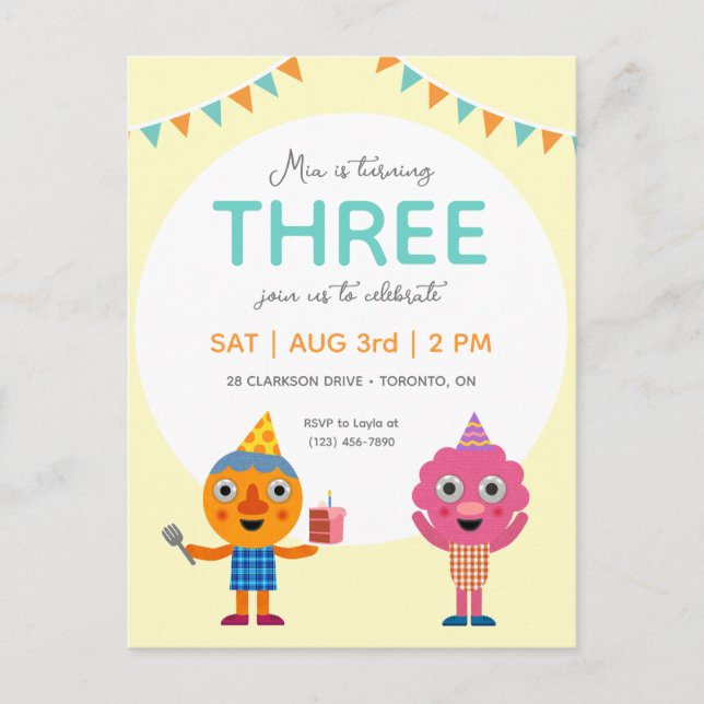 Super Simple | Noodle & Pals Yellow Birthday Postcard (Front)