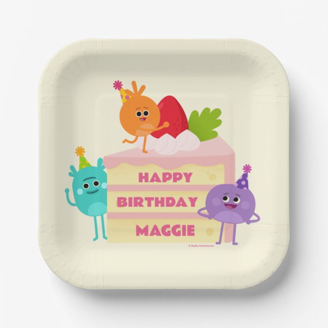 Super Simple | Nums Space Birthday Cake Paper Plates (Front)