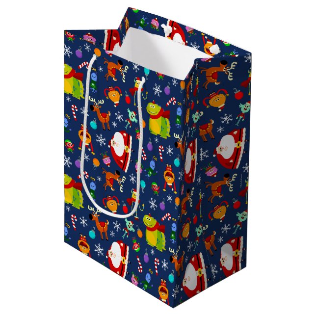 Super Simple Rhymington Holiday Character Pattern Medium Gift Bag (Front Angled)