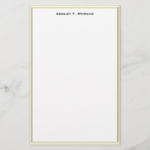 Super Simplicity Double Gold Frame Wt Personalized Stationery