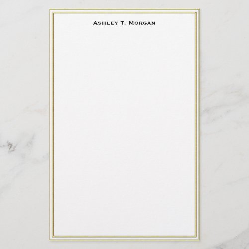 Super Simplicity Double Gold Frame Wt Personalized Stationery