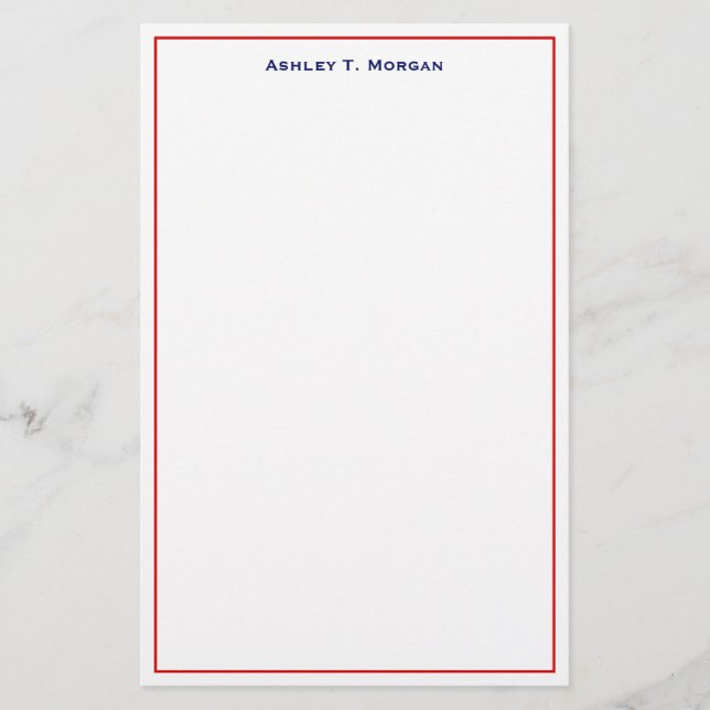 Super Simplicity Red Blue Personalized Stationery (Front)