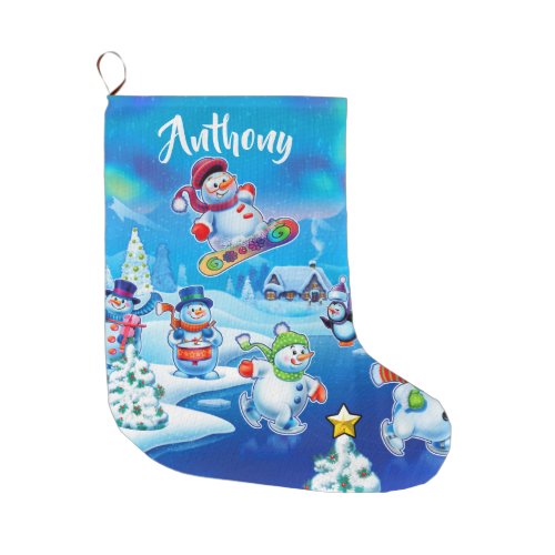 Super Snowman party custom Christmas stocking