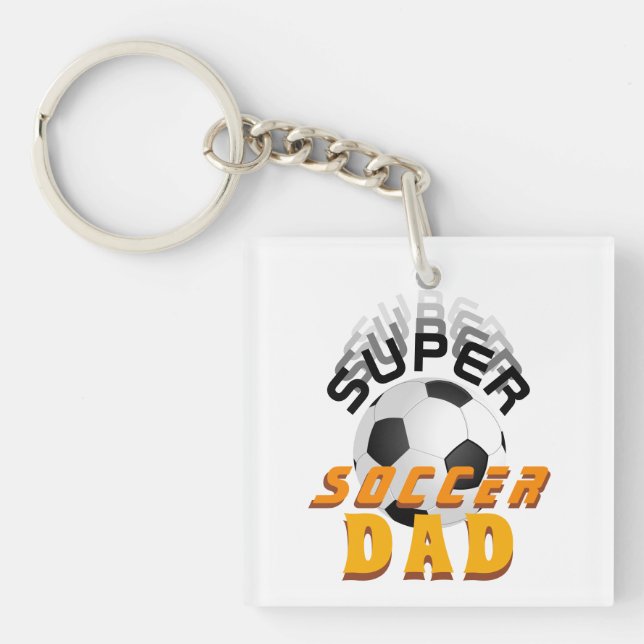 Super Soccer Dad Football Ball Sports Photo Keychain (Front)