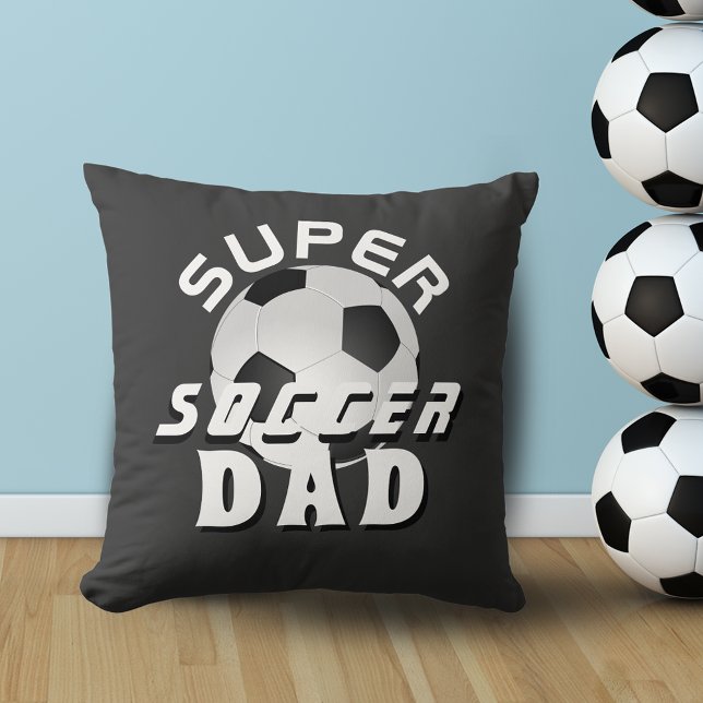 Super Soccer Dad Football Sporty Father Throw Pillow (Creator Uploaded)