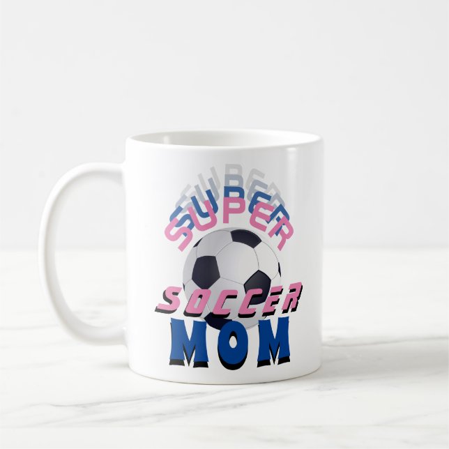 Super Soccer Mom Football Sporty Mother Coffee Mug (Left)