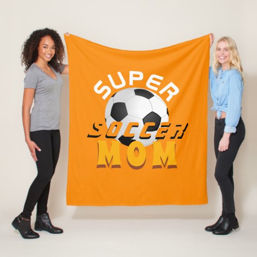 Super Soccer Mom Football Typography Sporty Mother Fleece Blanket