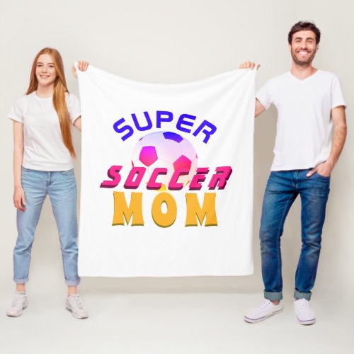 Super Soccer Mom Football Typography Sporty Mother Fleece Blanket - Modern Bright Colorful Super Soccer Mom Football Typography Sporty Mother Fleece Blanket. The design has modern colorful typography in bright pink, yellow and blue colors. Great gift for an active sporty mom who loves soccer. 