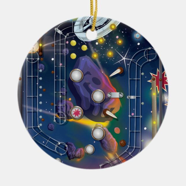 Super Space Pinball Machine Ceramic Ornament (Front)