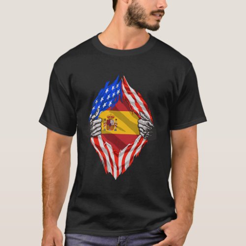 Super Spanish Heritage Spain Roots Usa Flag Gift T_Shirt
