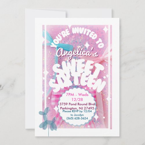 Super Sparkly Sweet Sixteen Birthday Party Invites