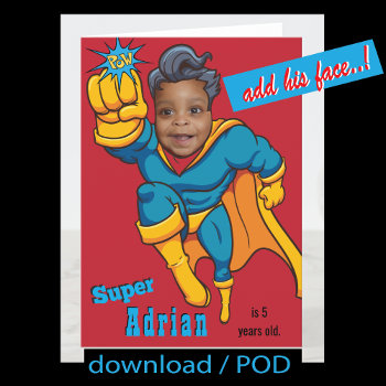 Super Special Kid's Greatest Superhero Photo Card by Whimzazzical at Zazzle