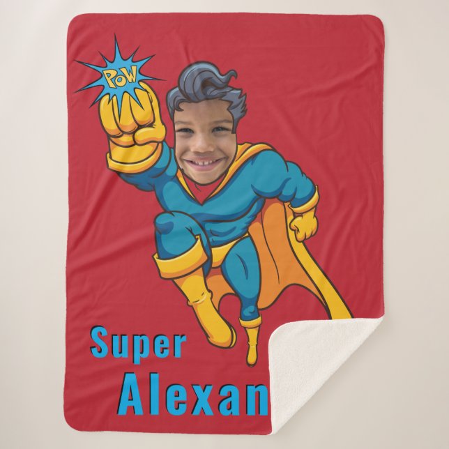Super Special Kid's Greatest Superhero Photo Sherpa Blanket (Front)