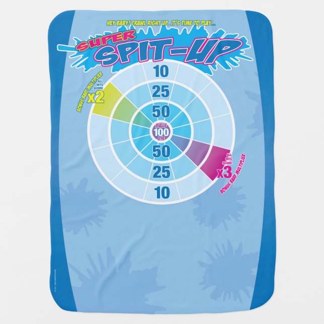 Super Spit Up Funny Blue Game Baby Blanket (Front)