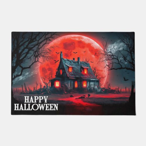 Super Spooky Halloween Haunted House Doormat
