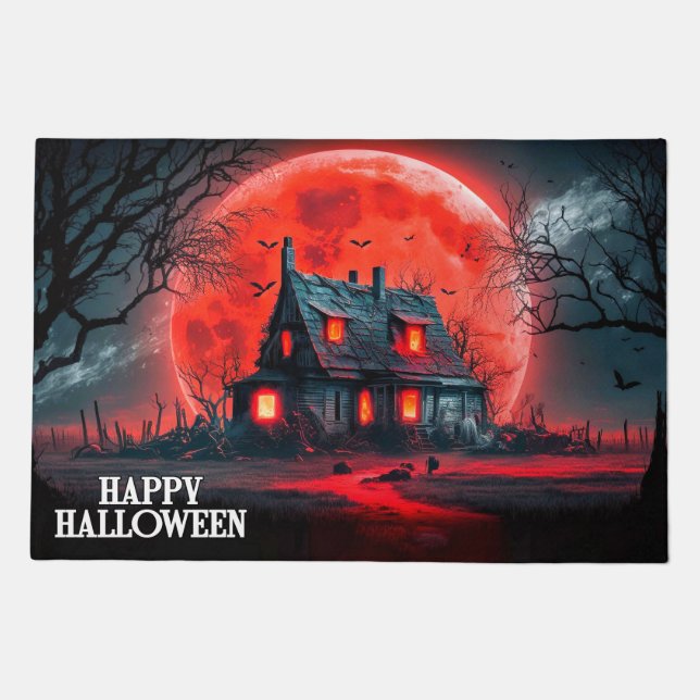 Super Spooky Halloween Haunted House Doormat (Front)