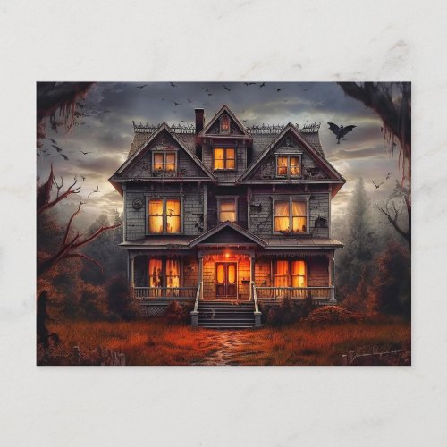 Super Spooky Haunted House Postcard