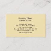 Super Sporty Yellow Business Card (Back)