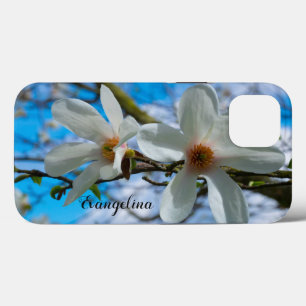 Super Spring Magnolia Blossom Custom Name iPhone 13 Case