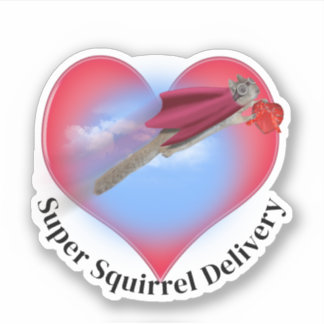 Super Squirrel Delivery Valentine's Day Sticker