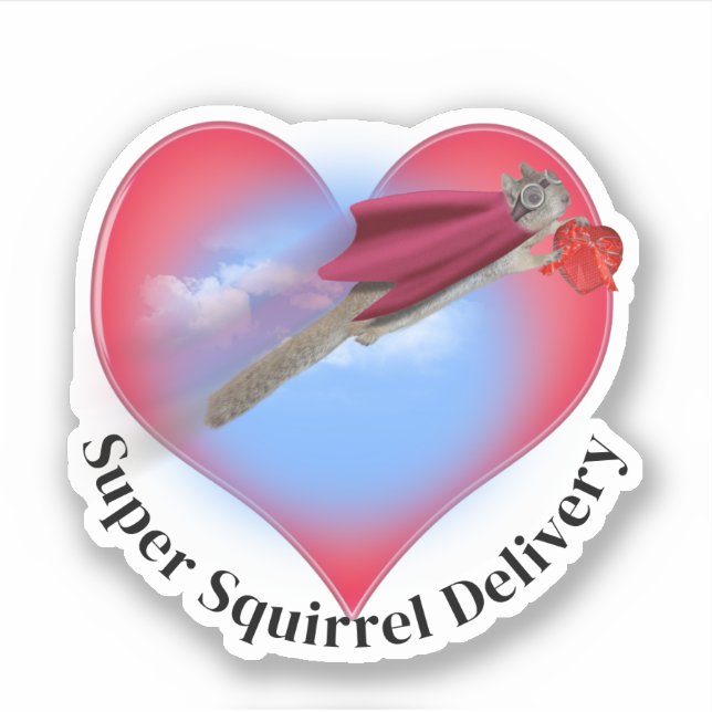 Super Squirrel Delivery Valentine's Day Sticker (Front)