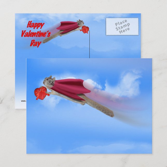 Super Squirrel Valentine Delivery Service Holiday Postcard (Front/Back)