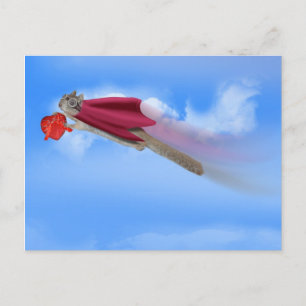 Super Squirrel Valentine Delivery Service Holiday Postcard