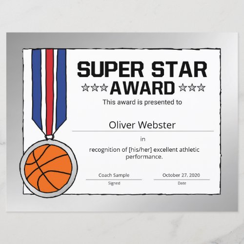 Super Star Basketball Player Award BasketballAward