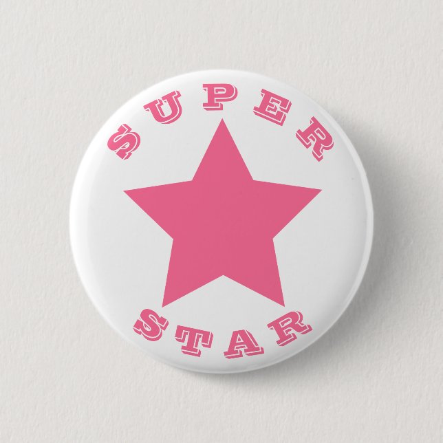 SUPER STAR | Big Hot Pink Star Button (Front)