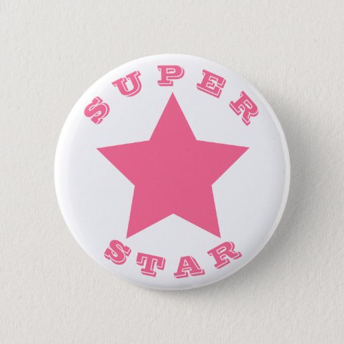 SUPER STAR  Big Hot Pink Star Button