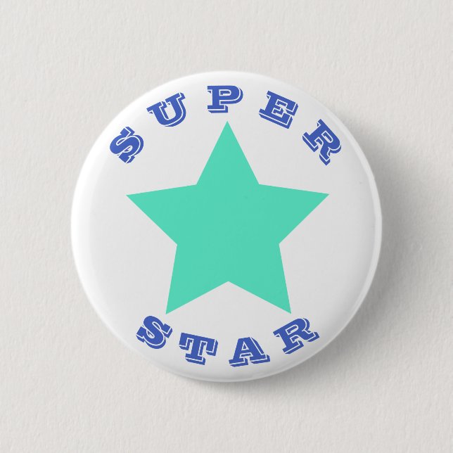 SUPER STAR | Big Teal Star Button (Front)