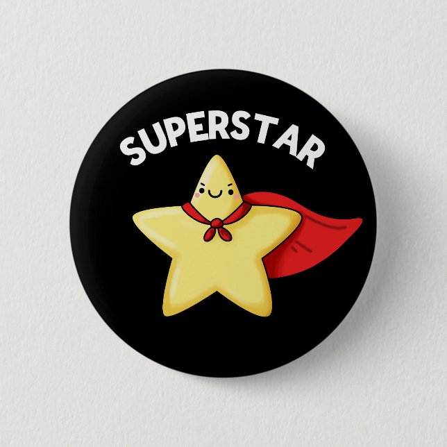 Super Star Funny Astronomy Pun Dark BG Button (Front)