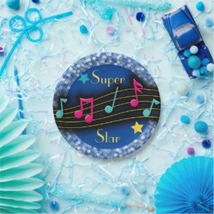 Super Star Music Notes Classic Round Paper Plates