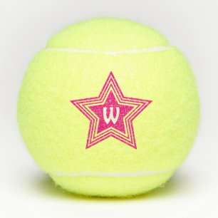 Super Star Pink Monogram Initial Tennis Balls
