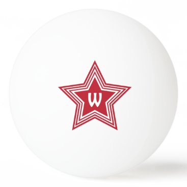Super Star Red Monogram Initial Ping Pong Ball