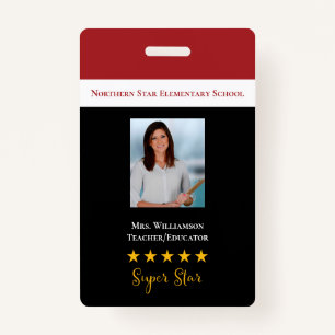 Super Star School Teacher ID Photo Badge