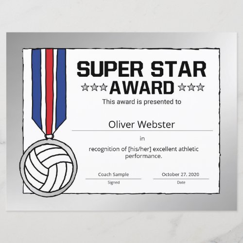 Super Star Volleyball Player Award VolleyballAward