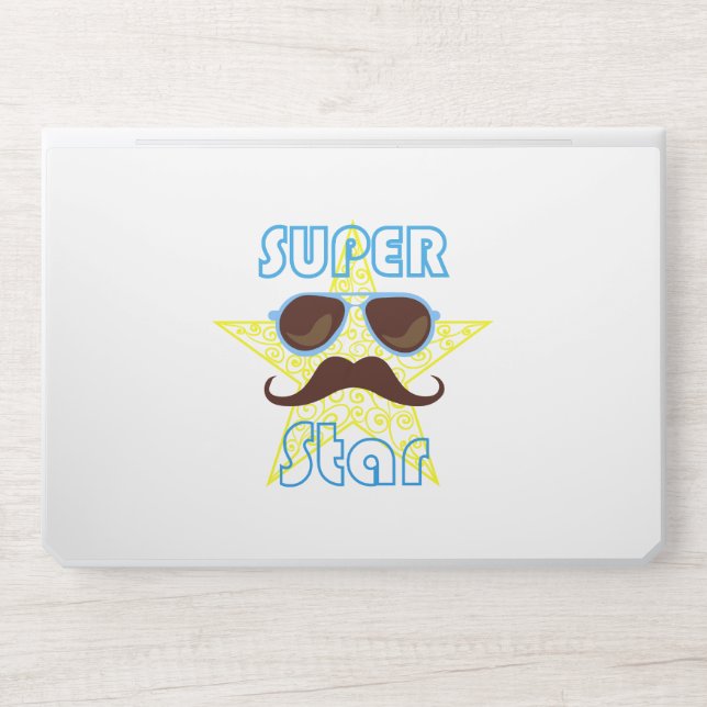 Super Star with sunglasses and mustache HP Laptop Skin (Front)