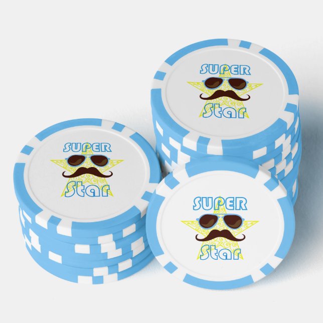 Super Star with sunglasses and mustache Poker Chips (Stack)