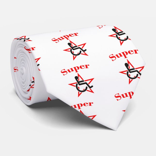 Super Star with Wheelchair - Red & Black Neck Tie (Rolled)