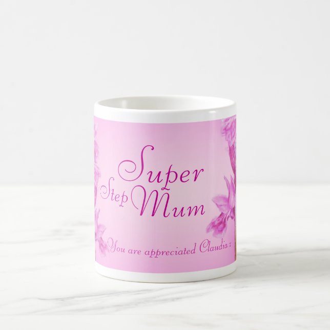 Super Step Mum /Mom lilac orchid thanks mug (Center)